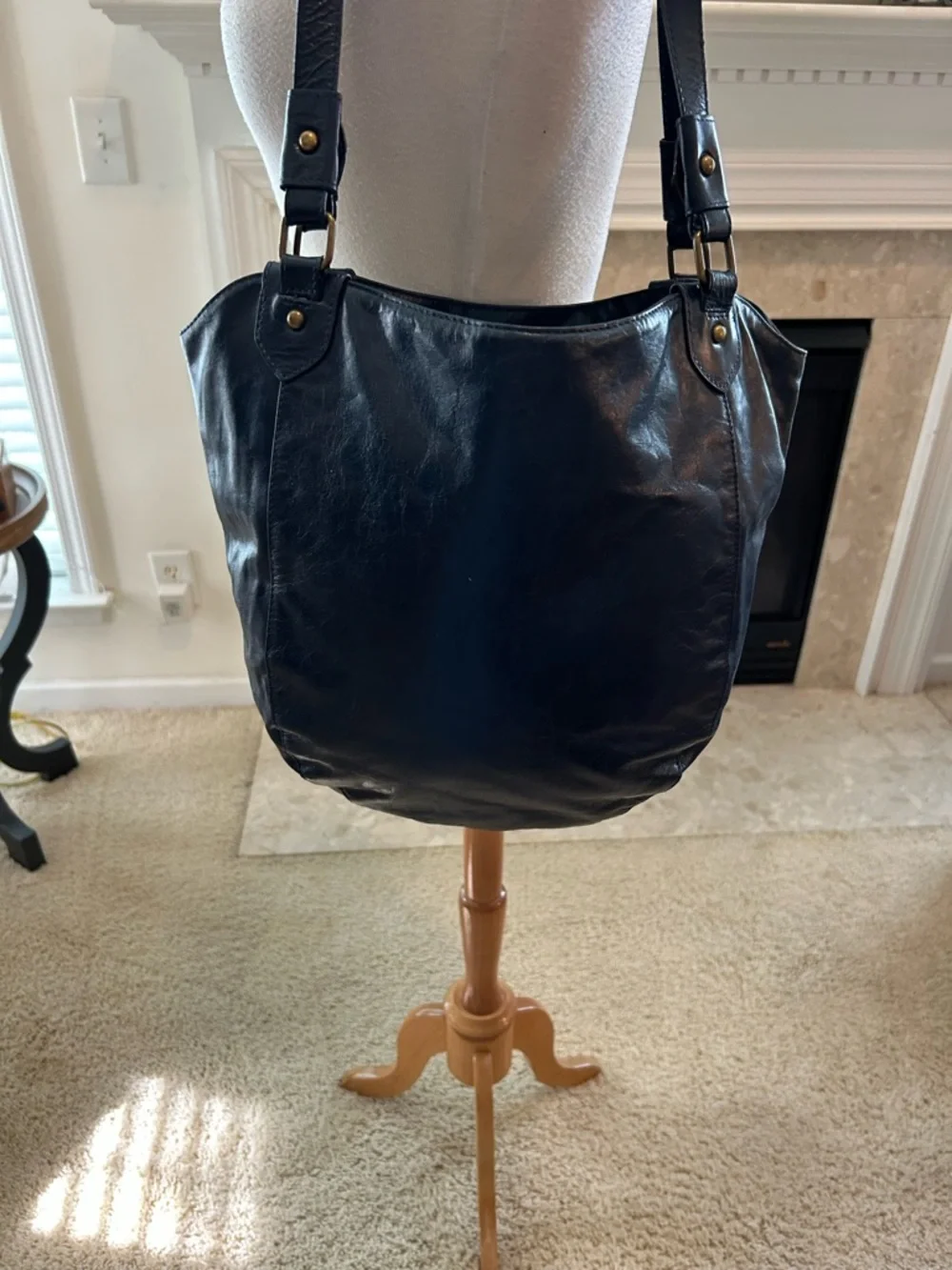 Latigo Navy Leather Tote Bag